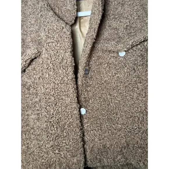 Capulet Aiden Sherpa Trucker Jacket Camel Teddy Fuzzy Crop Coat Size Small - Picture 10 of 13